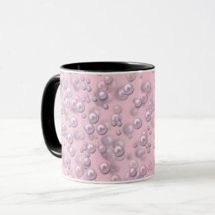 Caneca Placas de pérolas brancas-rosadas em veludo rosa
