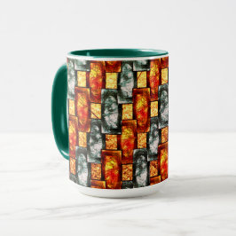 Caneca Placas retangulares vermelhas e manchadas
