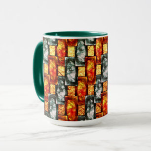 Caneca Placas retangulares vermelhas e manchadas