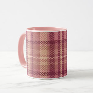 Caneca Plaid Rosa Empoeirado Tons Rosados Suaves Matiza