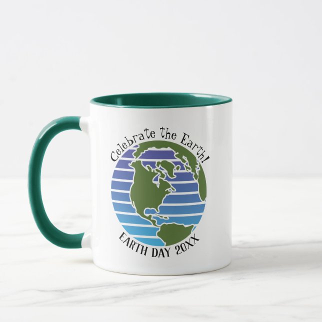 Caneca Planeta de Mapa Verde Azul do Dia da Terra (Esquerda)