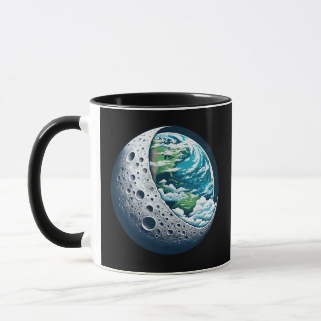 Caneca Planeta Terra e Sua Lua: Maravilha Celestial (Esquerda)