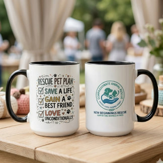 Caneca Plano de Resgate de Animais Checklist e Logotipo