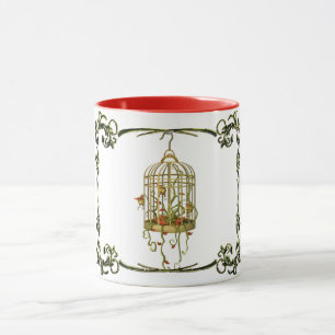 Caneca Planta do Jingle bell em uma birdage art nouveau