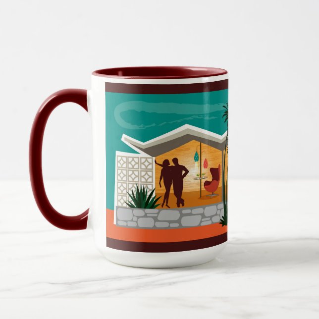 Caneca Plate Roof Modern House do século Médio 15 oz (Esquerda)