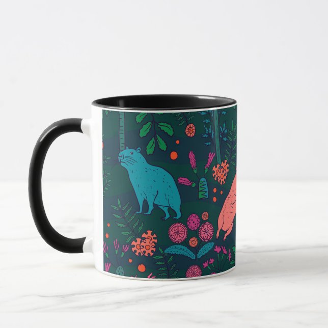 Caneca Playful Capybara in the Forest – Tropical Seamless (Esquerda)