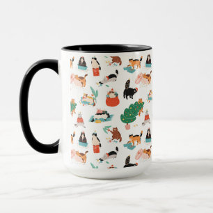 Caneca Playful Cats e o padrão das árvores de Natal