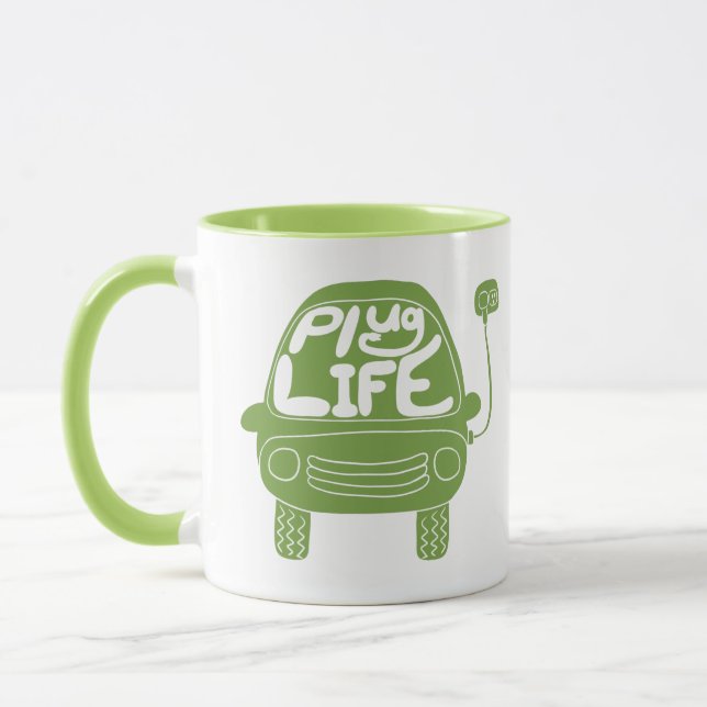 Caneca Plug Life Cute Light Green Car (Esquerda)