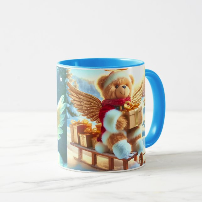 Caneca Plüschbärchen als Engelchen zur Weihnachtszeit (Frente Esquerda)