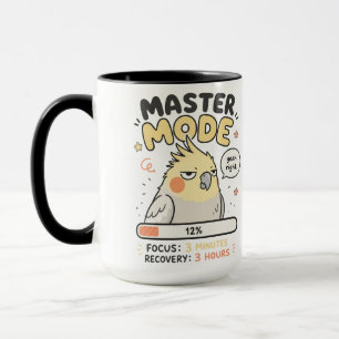 Caneca PNG do Meme do Cockatiel no Modo Mestre Queimado