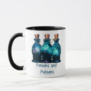 Caneca Poções e Venenos Modernos Halloween Azul e Branco