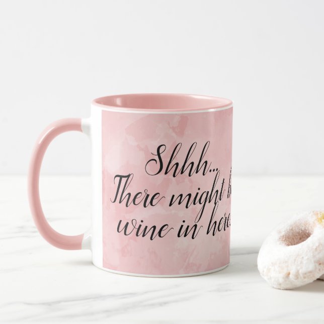 Caneca Pode Haver Vinho Aqui Engraçado, Cor De Água Rosa (Com Donut)