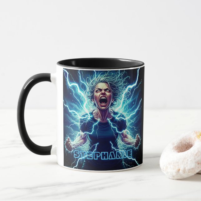 Caneca Poder Elétrico de Super-Herói Com Citação (Com Donut)