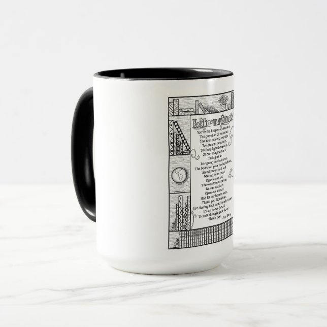 Caneca Poema da apreciação do bibliotecário (Frente Esquerda)
