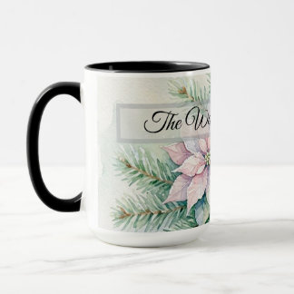Caneca Poinsettia Cor-de-Rosa Pastel Água-Forte Natal