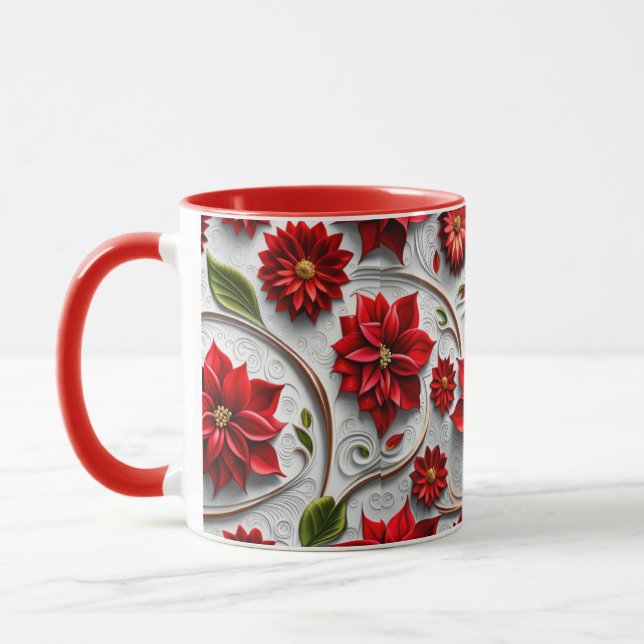 Caneca Poinsettia e Folhas (Esquerda)