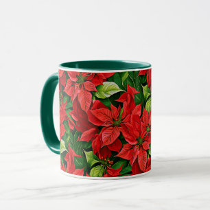 Caneca Poinsettias e Holly Leaves