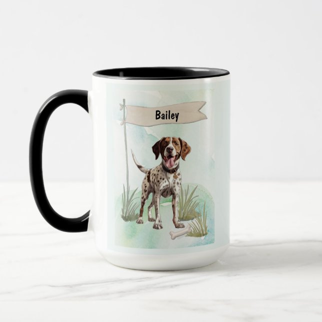 Caneca Pointer Watercolor Personalized Dog (Esquerda)
