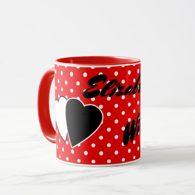 Caneca Pois pontinhos vermelhos (Frente Esquerda)