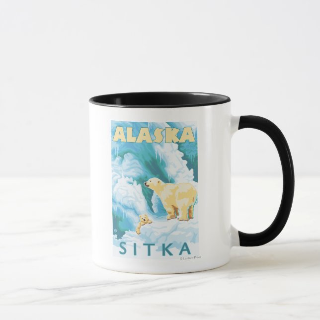 Caneca Polar Bears & Cub - Sitka, Alaska (Direita)