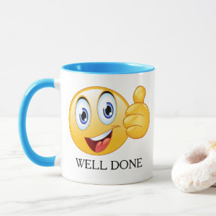 Caneca Polegar Para Cima Emoji Bem Feito Rosto Sorridente