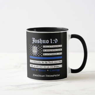 Caneca Polícia Cristã Religiosa Mug Joshua 1:9