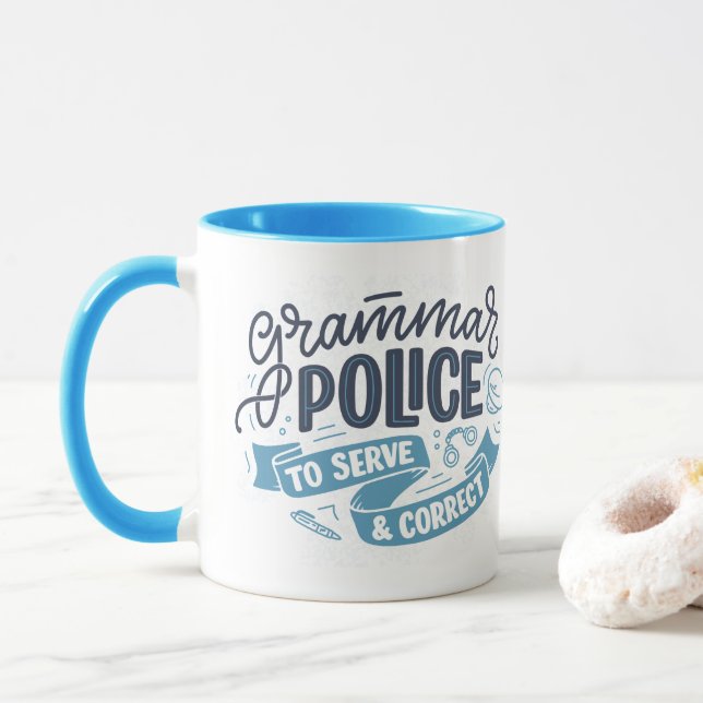 Caneca Polícia da Gramática (Com Donut)