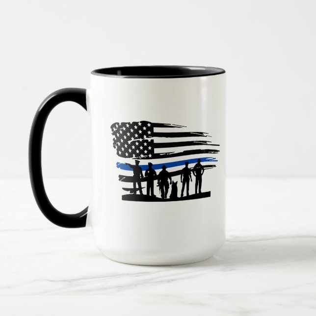 Caneca Polícia de Sinalizador de Linha Azul Fino (Esquerda)