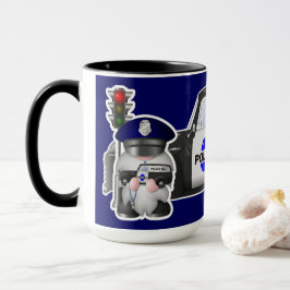 Caneca Policial Gnome com Caminhão de Polícia
