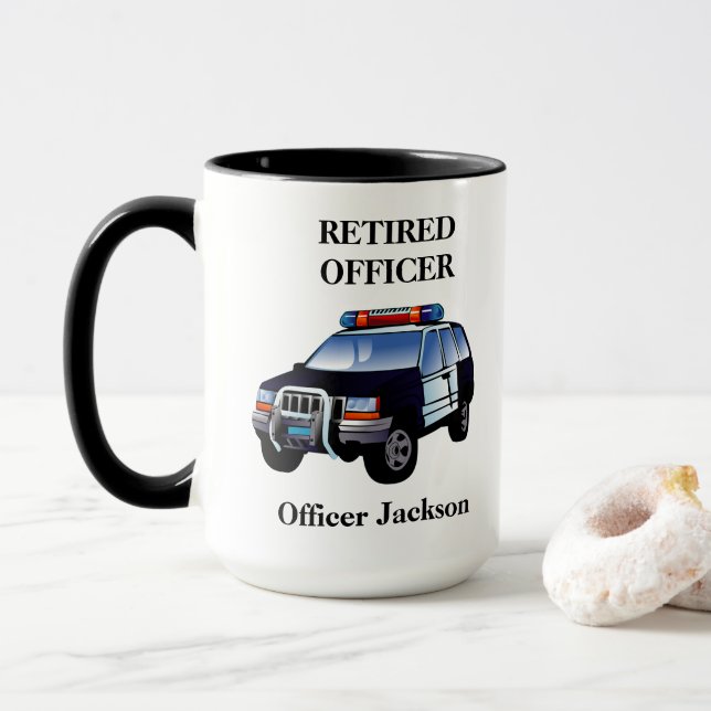 Caneca Policial Personalizado Aposentado Coffee Mug (Com Donut)