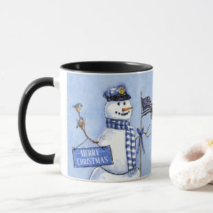 Caneca Policial Thin Blue Line Snowman Natal