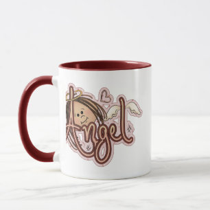 Caneca Polka Rosa Dotada Anjo Coração Ringer Coffee Mug