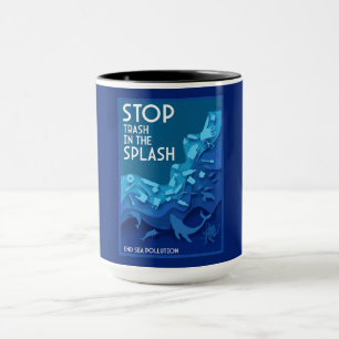 Caneca Poluição no mar de ponta