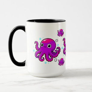 Caneca Polvo de Desenho Animado Roxo Fofo Animal Marinho