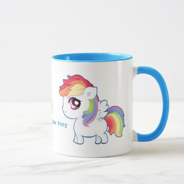 Caneca Pônei do arco-íris de Kawaii - personalizado (Direita)