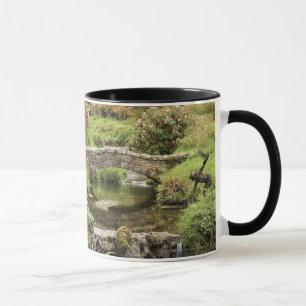 Caneca Ponte de pedra velha sobre um córrego no parque d