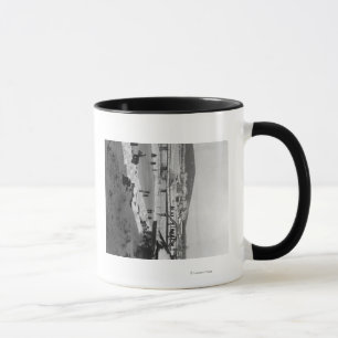 Caneca Ponte do inverno sobre o rio em Fairbanks