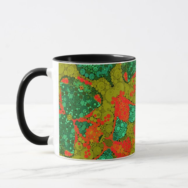 Caneca Pontilhismo contínuo círculos pintados à mão redon (Esquerda)