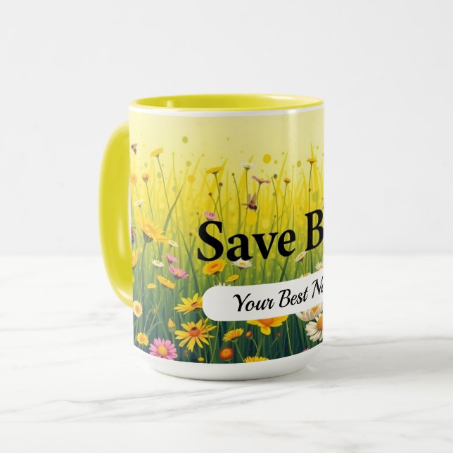 Caneca Ponto Salva Abelhas Personalizada (Frente Esquerda)