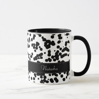 Caneca Pontos Dalmatian preto e branco