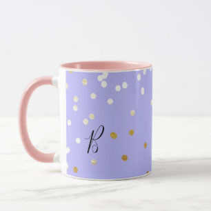 Caneca Pontos de Confetes Roxo e Dourado Glamour Moderno 