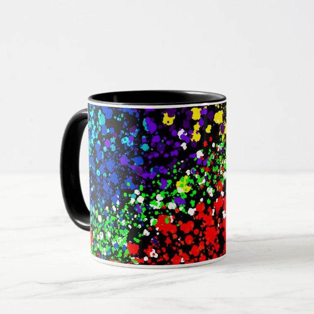Caneca Pontos de pintura coloridos Legal modernos com exp (Frente Esquerda)