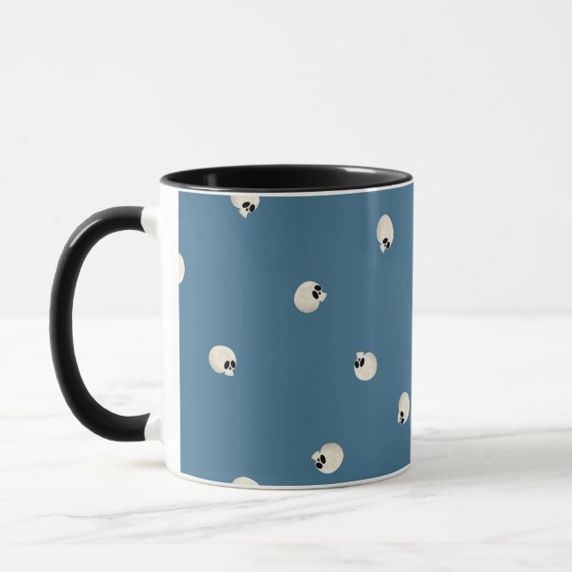 Caneca Pontos do crânio de Kawaii, Cachorro Aleatório, az (Esquerda)