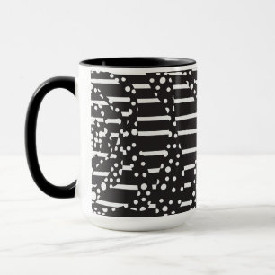 Caneca Pontos e tiras 2 em branco a preto