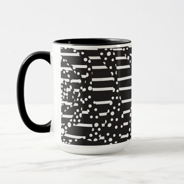Caneca Pontos e tiras 2 em branco a preto (Esquerda)