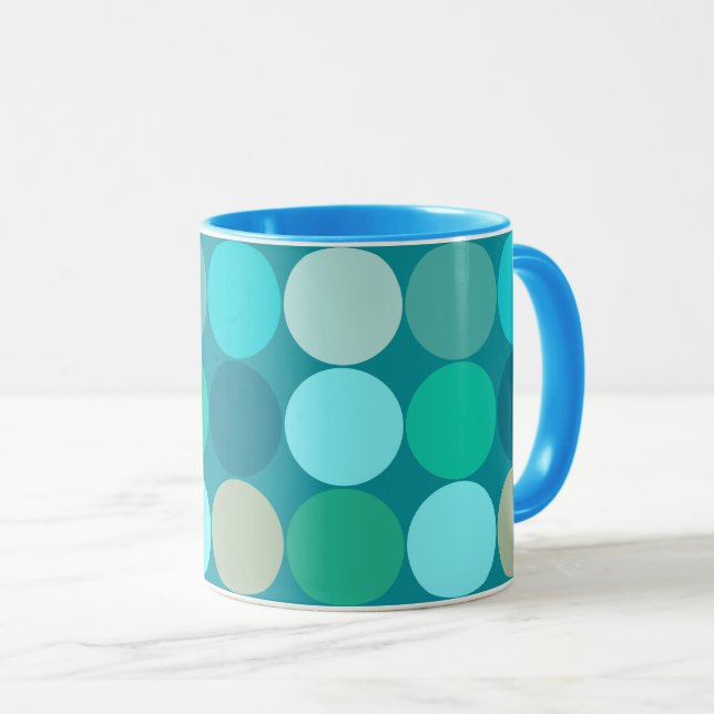Caneca Pontos Gigantes do Século médio, Turquesa, Aqua &  (Frente Esquerda)