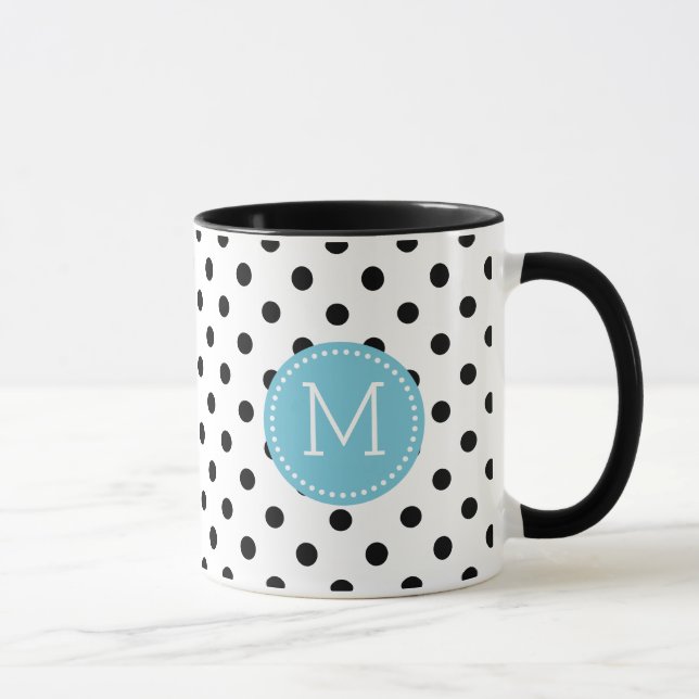 Caneca Pontos Pretos e Brancos com Acentos Azuis (Direita)