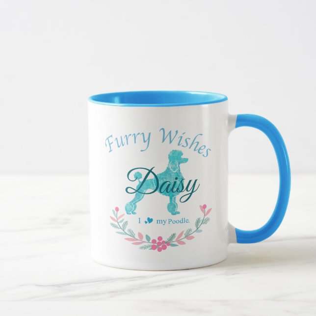 Caneca Poodle Azul Pastel Refinado | Presente de Natal Pe (Direita)