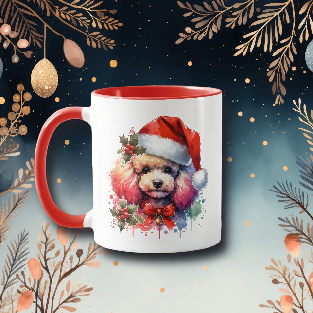 Caneca Poodle de Aquarela Doce Personalizado (Criador carregado)