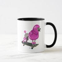 Poodle e skate cor-de-rosa